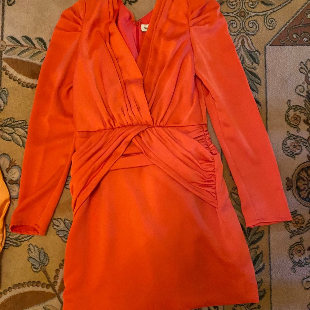 NWOT Nicholas Poppy Gathered Satin Mini Dress In Red